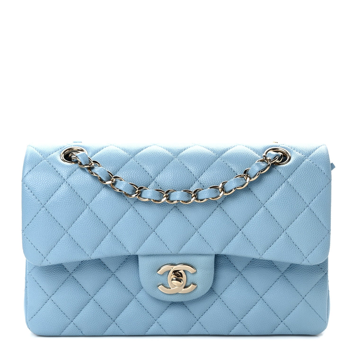 Chanel Caviar Quilted Small Double Flap Light Blue 1 of 10
