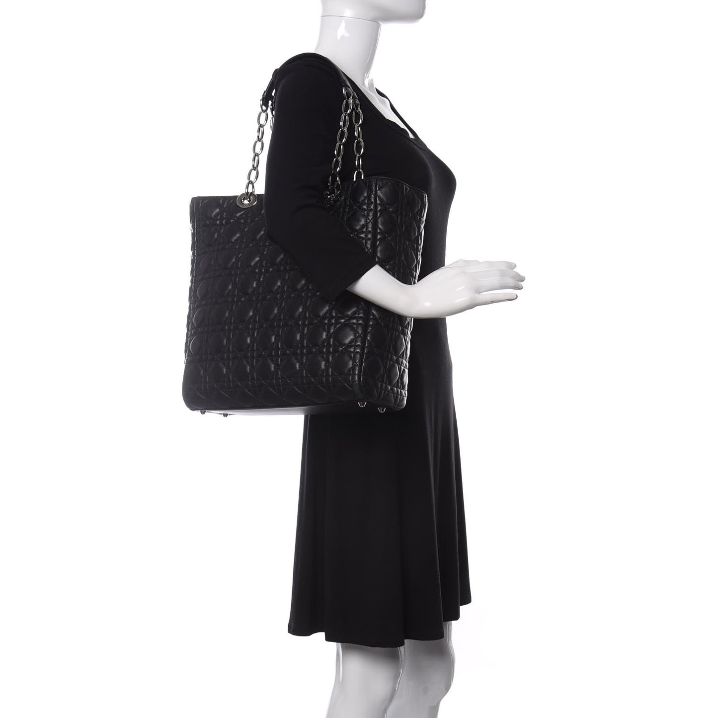 Lambskin Cannage Dior Soft Shopping Tote Black