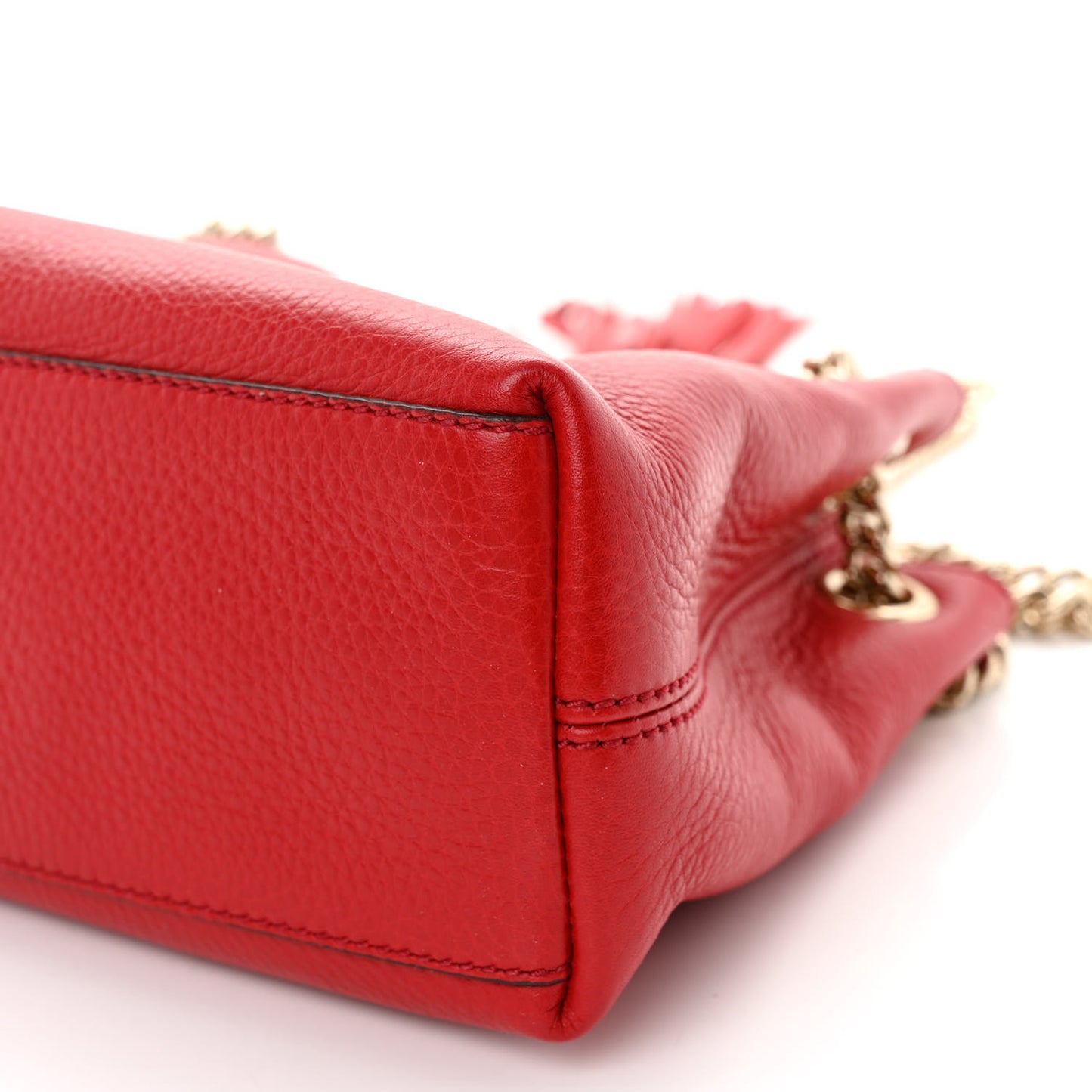 Pebbled Calfskin Small Soho Chain Shoulder Bag Tabasco Red