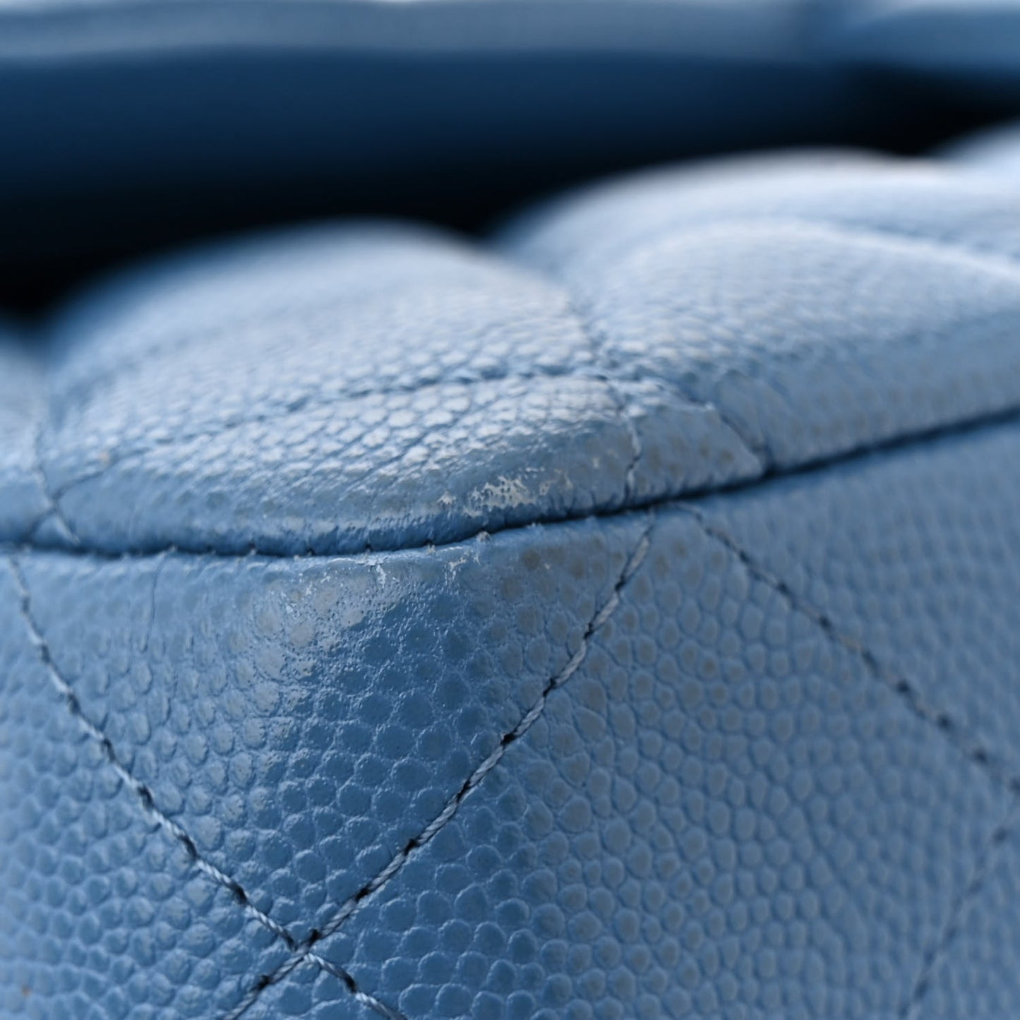 Caviar Quilted Medium Double Flap Blue