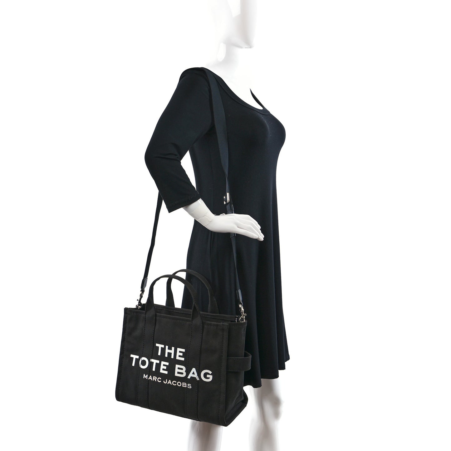 Cotton Canvas Medium The Traveler Tote Bag Black
