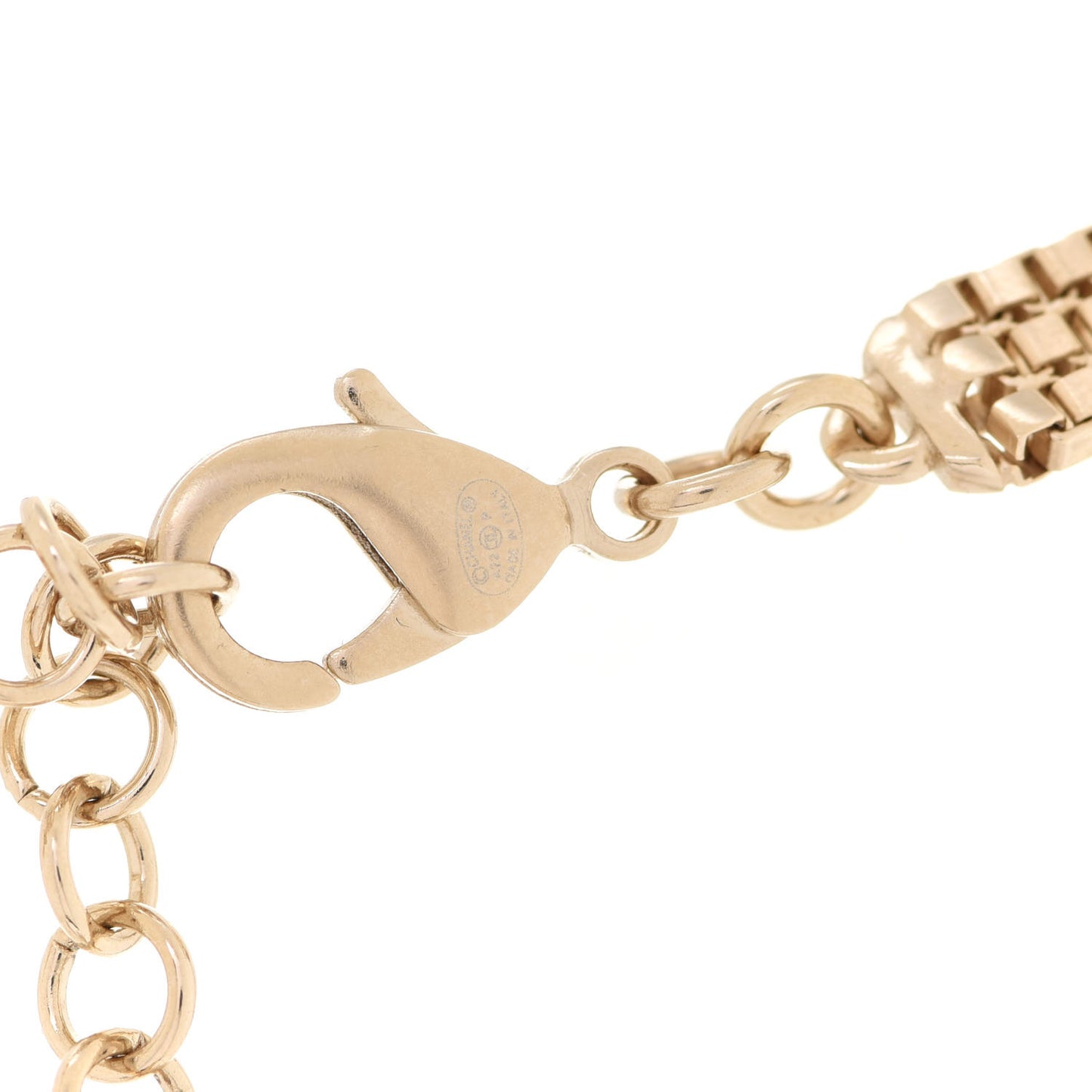 Metal Chain Link CC Medallion Choker Necklace Gold