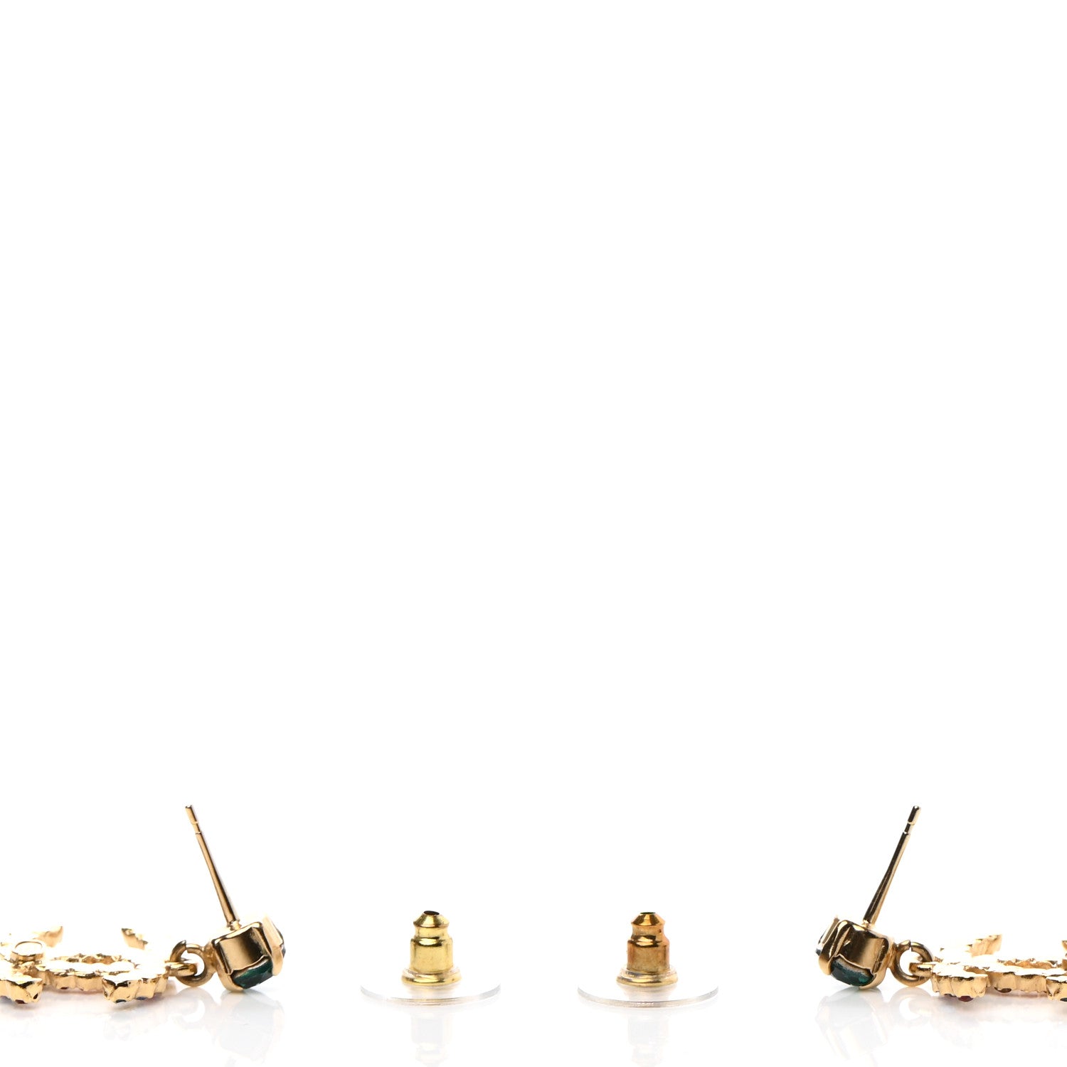 Chanel Crystal Over The Rainbow CC Drop Earrings Gold Multicolor 3 of 5