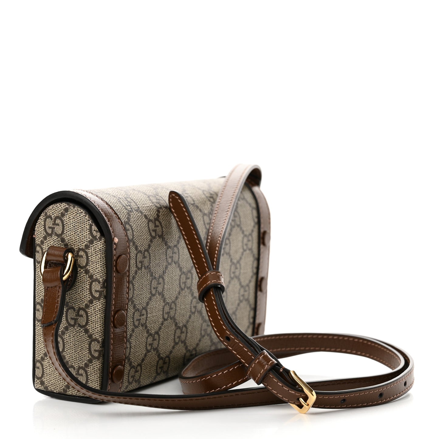 GG Supreme Monogram Mini Horsebit 1955 Shoulder Bag Beige Brown Sugar