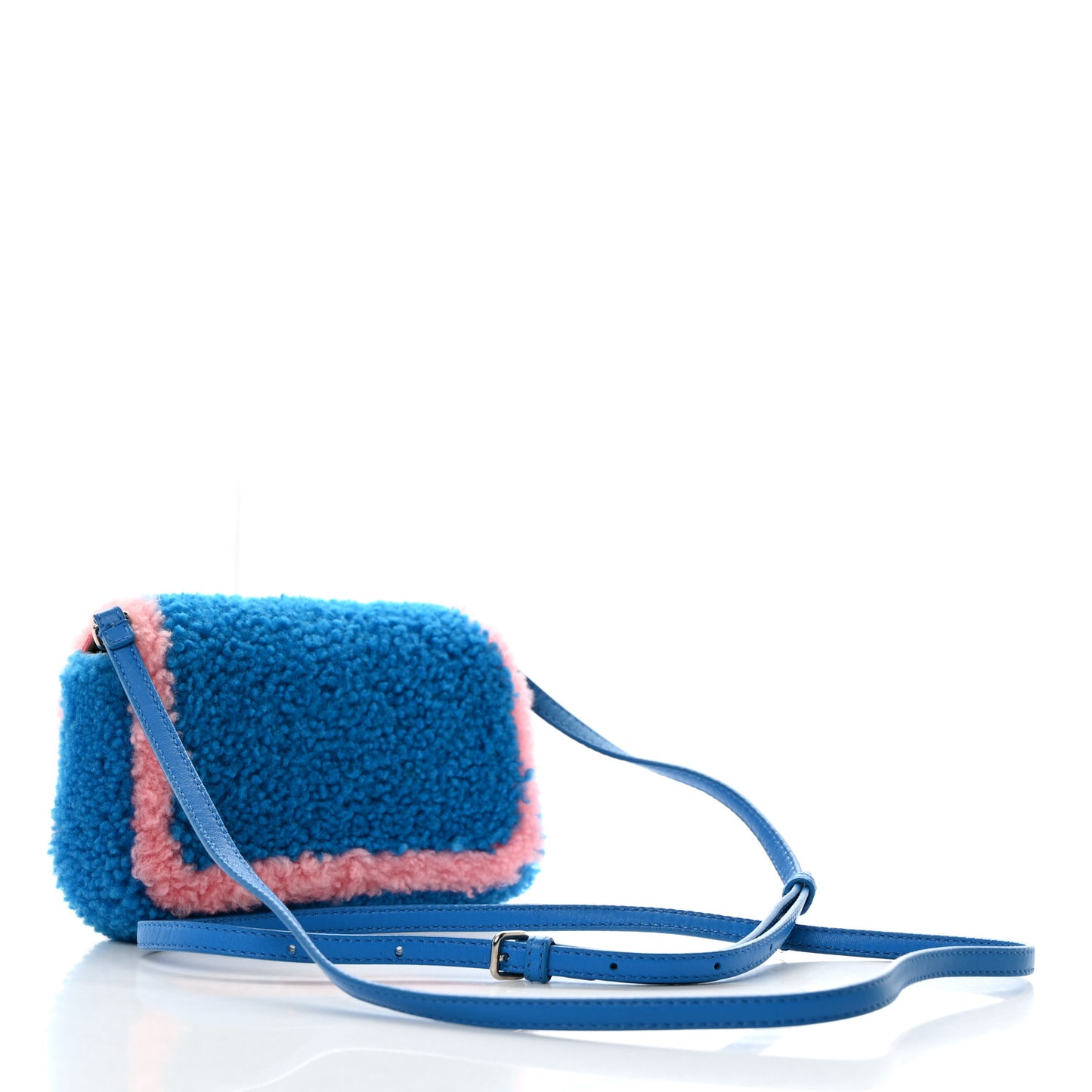 Shearling Shiny Nappa Baguette Blue Pink