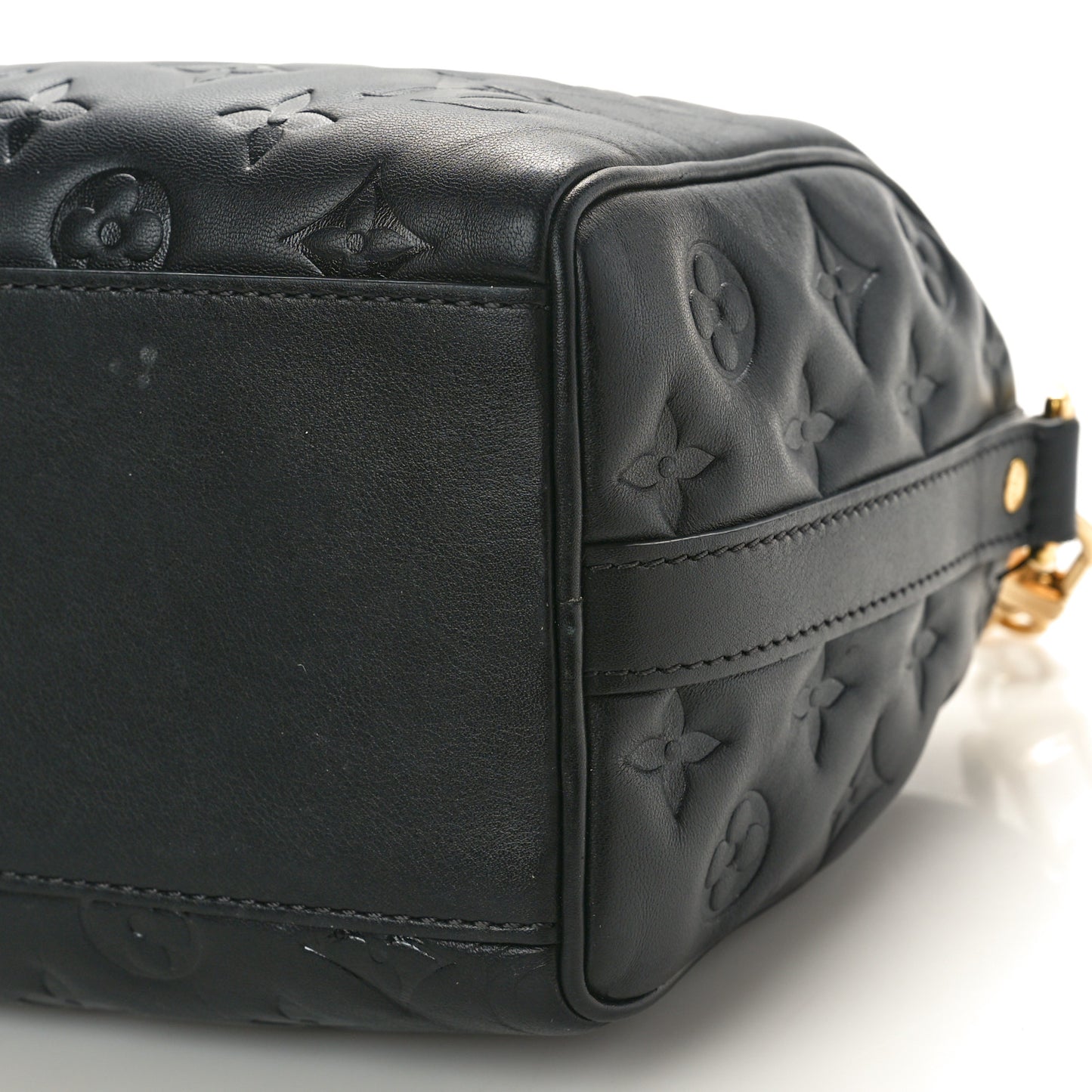 Lambskin Embossed Monogram Speedy 22 Bandouliere Black
