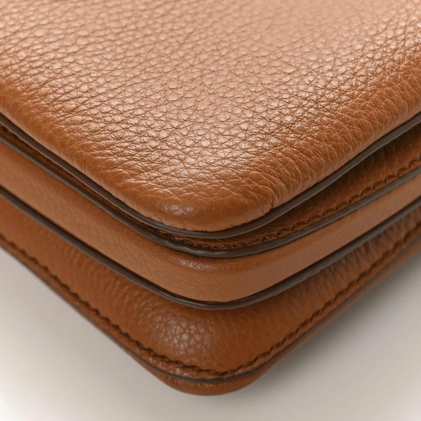 Vitello Daino Soft Mini Zippered Shoulder Bag Caramel