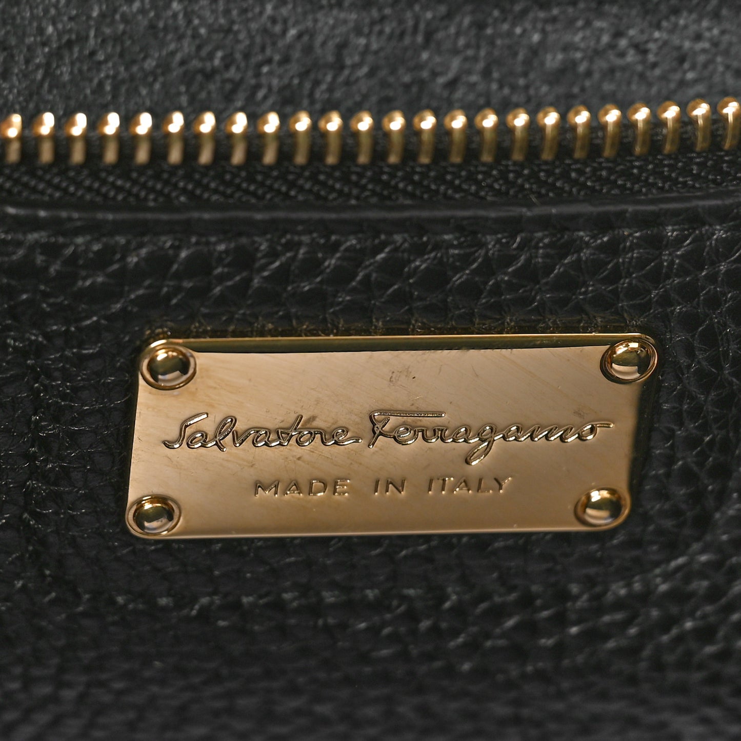 Hammered Calfskin Double Handle Small Amy Tote Black