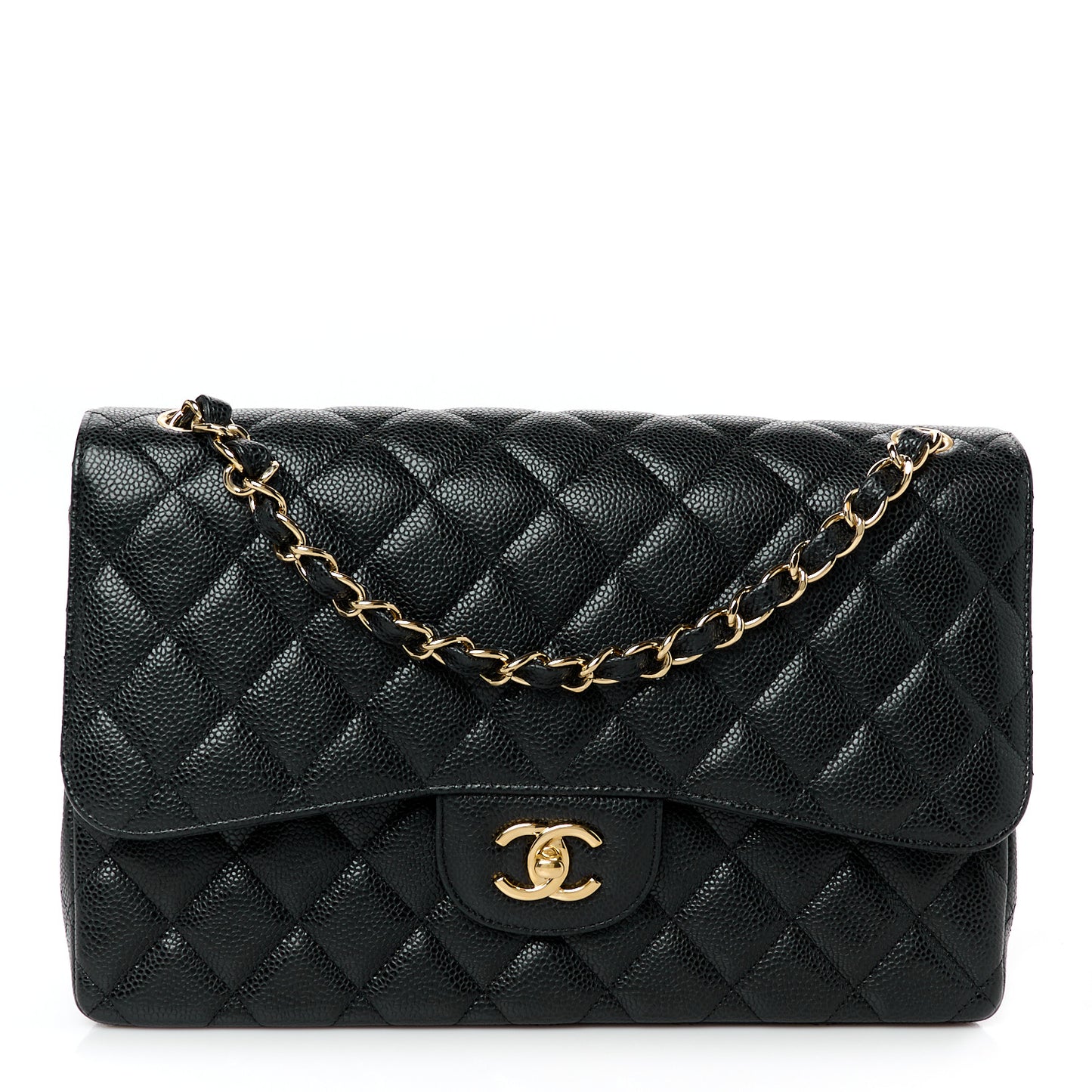 Caviar Quilted Jumbo Double Flap Black