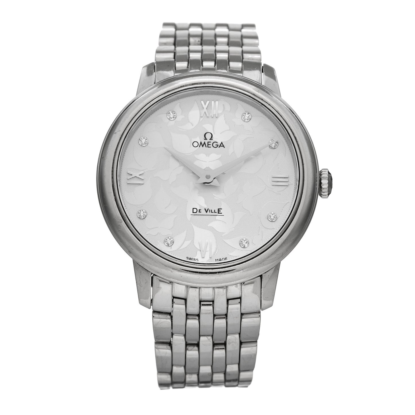 Stainless Steel Diamond 33mm De Ville Prestige Butterfly Quartz Watch 424.10.33.60.52.001