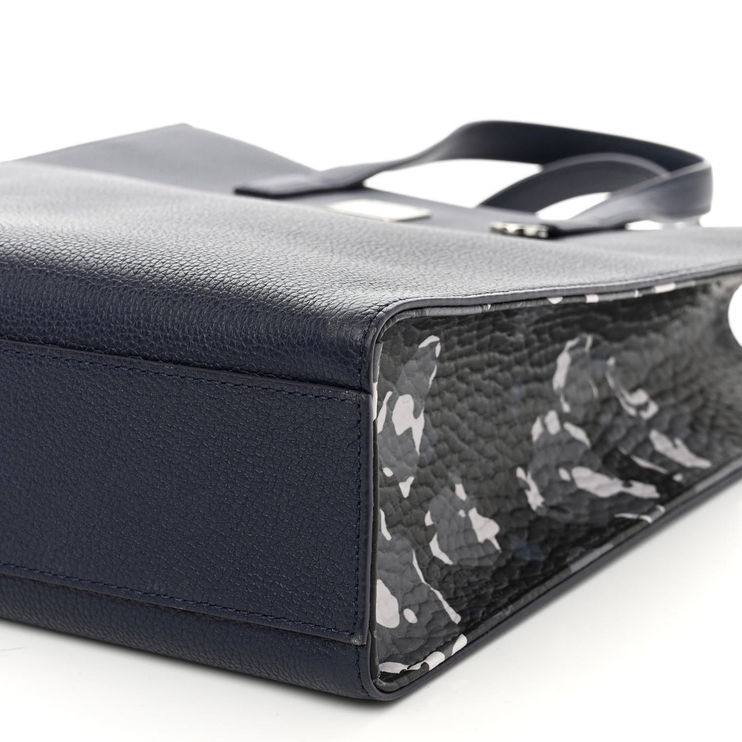 Grained Calfskin Camouflage Small Aren Tote Navy