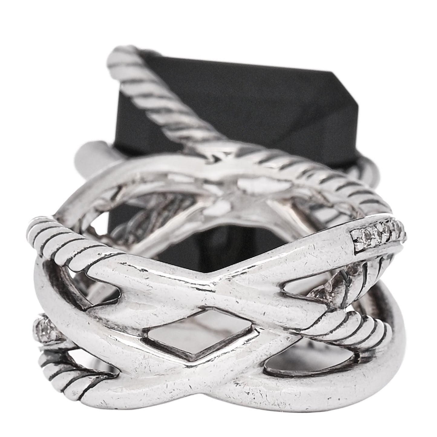 Sterling Silver Diamond Black Onyx 20mm Cable Wrap Ring 54 7