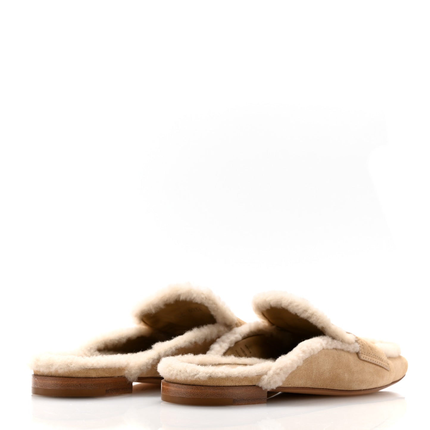 Shearling Suede LV Mare Open Back Loafer 39 Beige