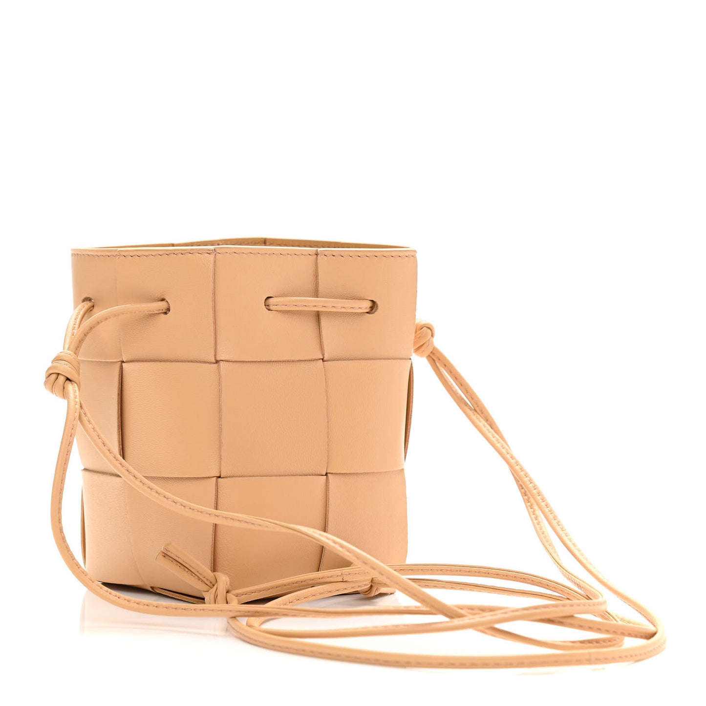Nappa Maxi Intrecciato Mini Cassette Bucket Bag Almond