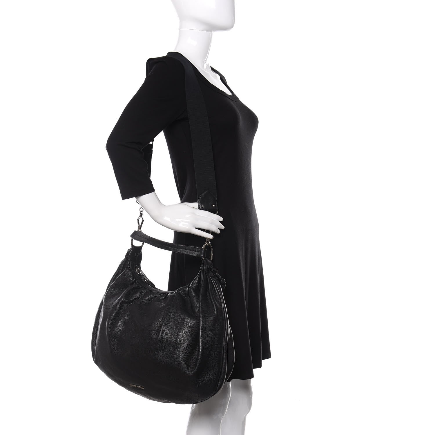 Miu Miu Vitello Daino Hobo Black 2 of 13