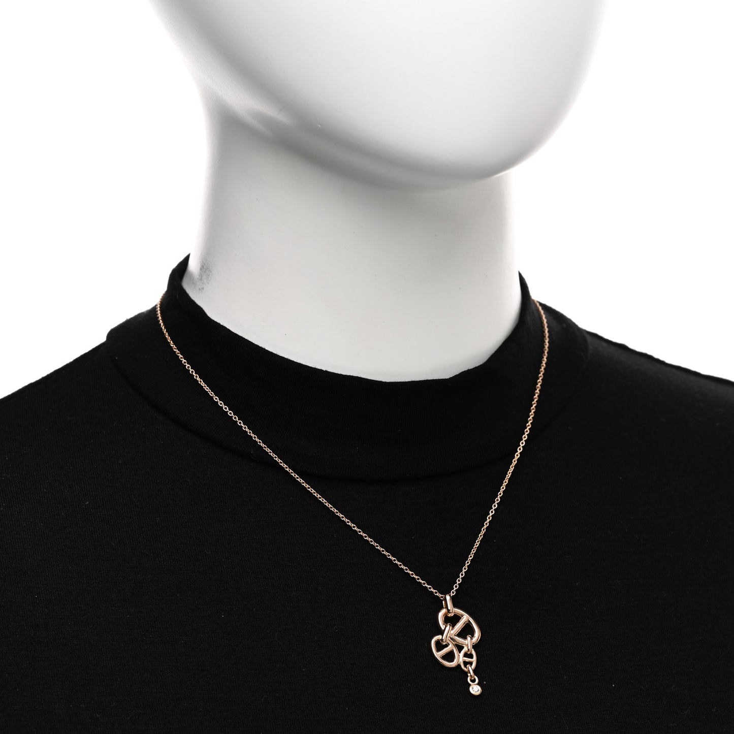 18K Rose Gold Diamond Chaine D Ancre Enchainee Necklace MM