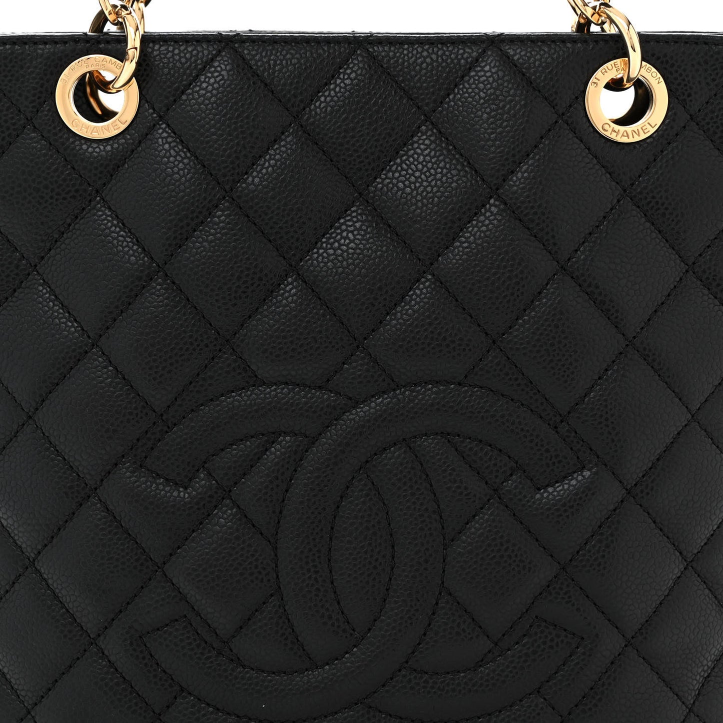 Caviar Quilted Petit Shopping Tote PST Black