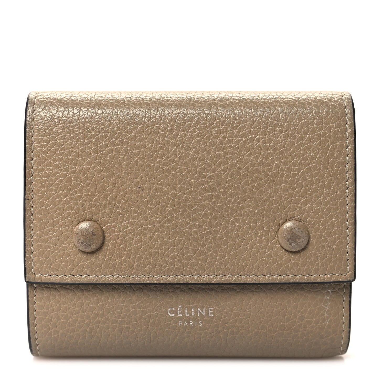 Drummed Calfskin Small Multifunction Folded Wallet Dune