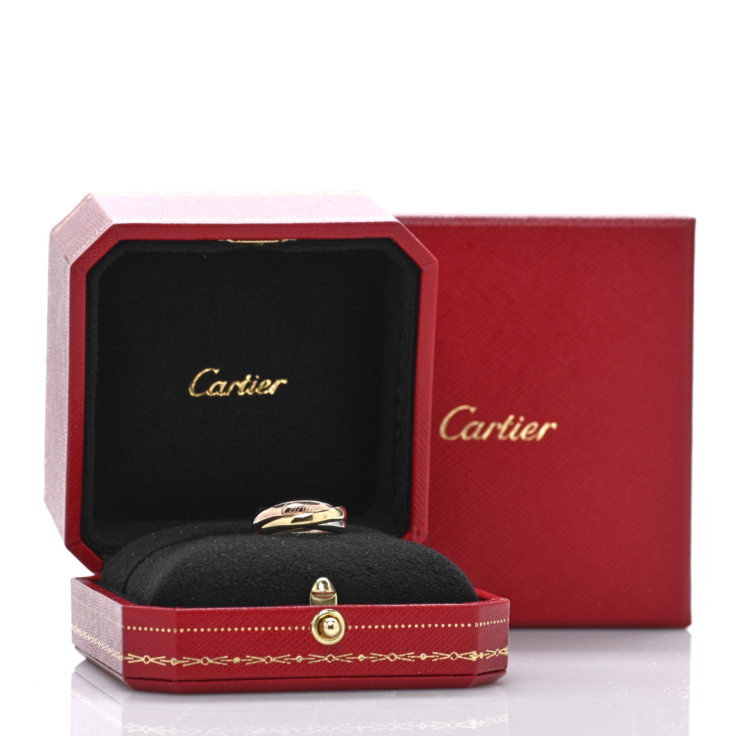 Cartier 18K Pink Yellow White Gold Small Trinity Ring 48 4.5 5 of 5