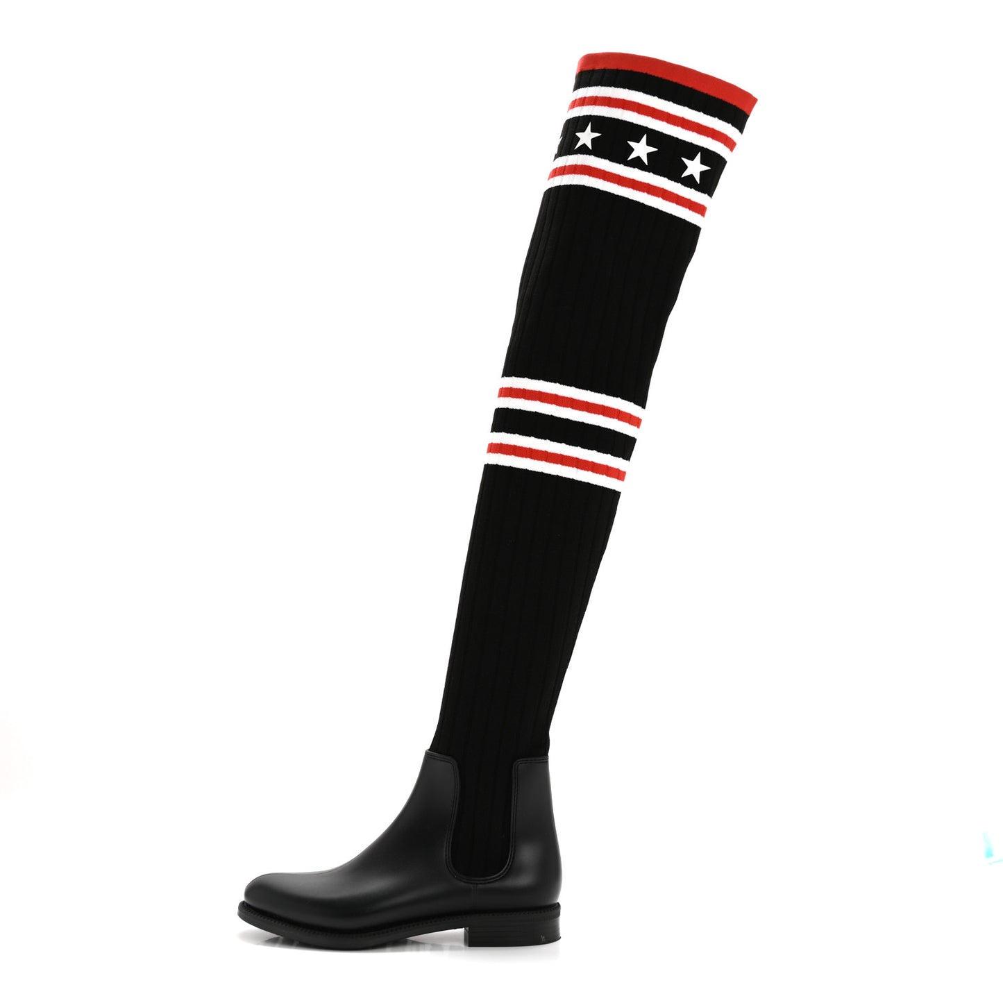 Knit Rubber Storm Over The Knee Boots 36 Black