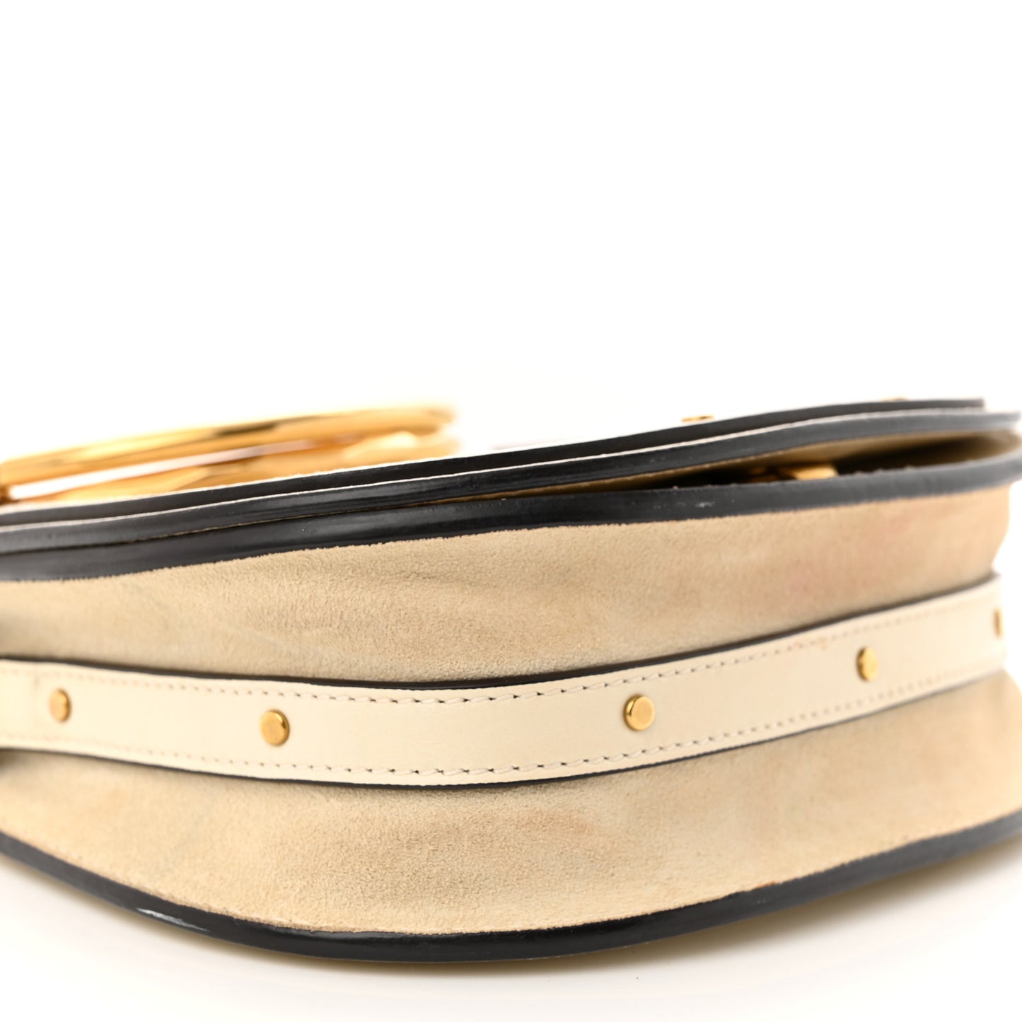 Calfskin Suede Small Nile Bracelet Bag Off White