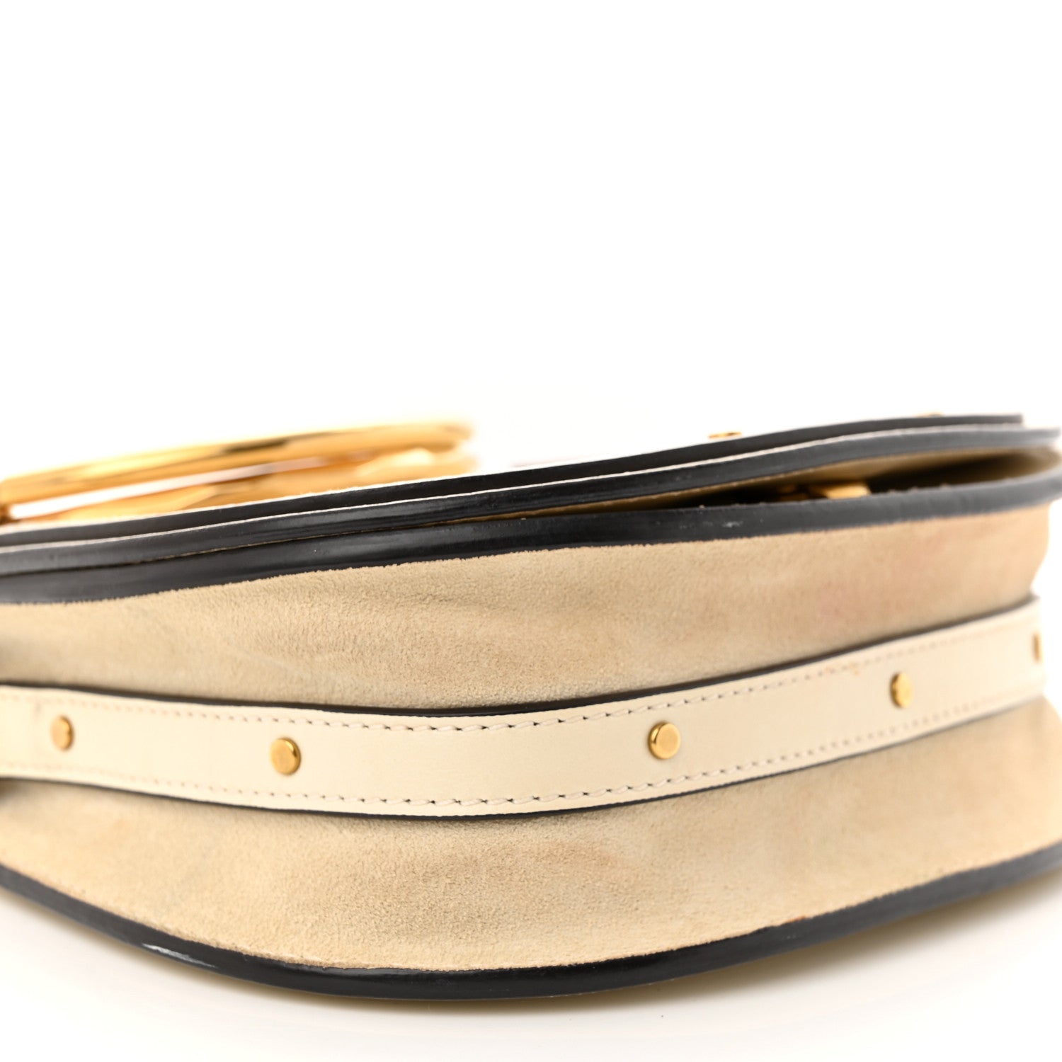 Chloe Calfskin Suede Small Nile Bracelet Bag Off White 9 of 15