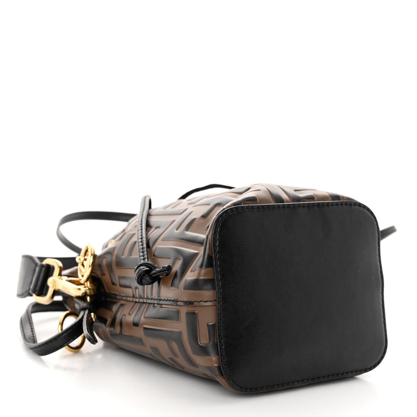 Vitello Liberty F is Fendi Bi-Color FF 1974 Embossed Mini Mon Tresor Bucket Bag Maya Black