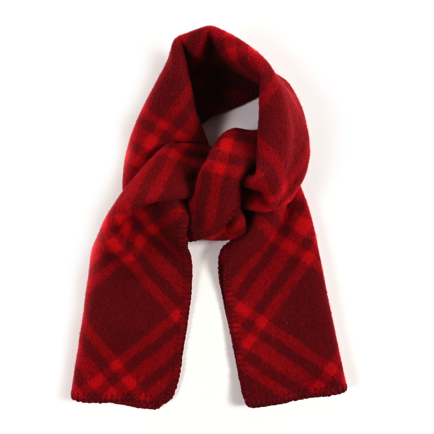 Wool Cashmere Equestrian Knight Check Scarf Red