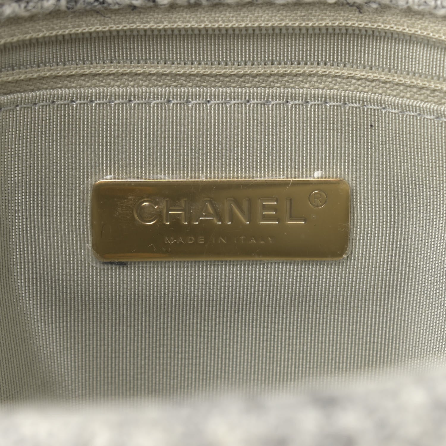 Chanel Tweed Quilted Medium Chanel 19 Flap Grey Ecru 5 of 10