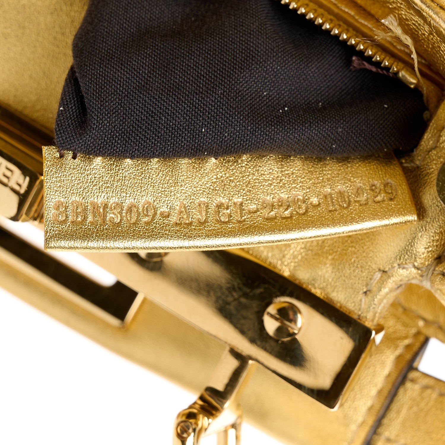 Fendi Sequin Vitello Catalan XS Peekaboo Iconic Satchel Gold 8 of 11