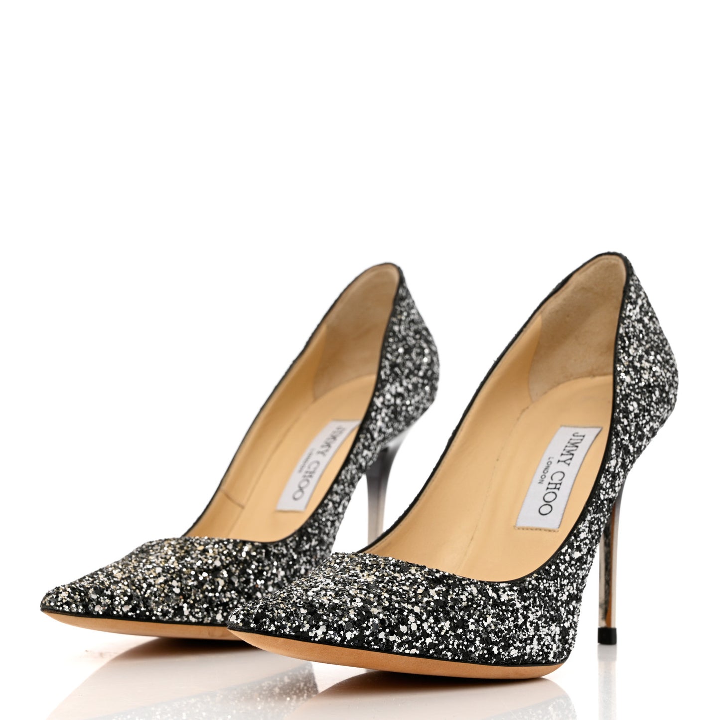Coarse Glitter Degrade Pointy Toe Romy 100 Pumps 39.5 Black Silver