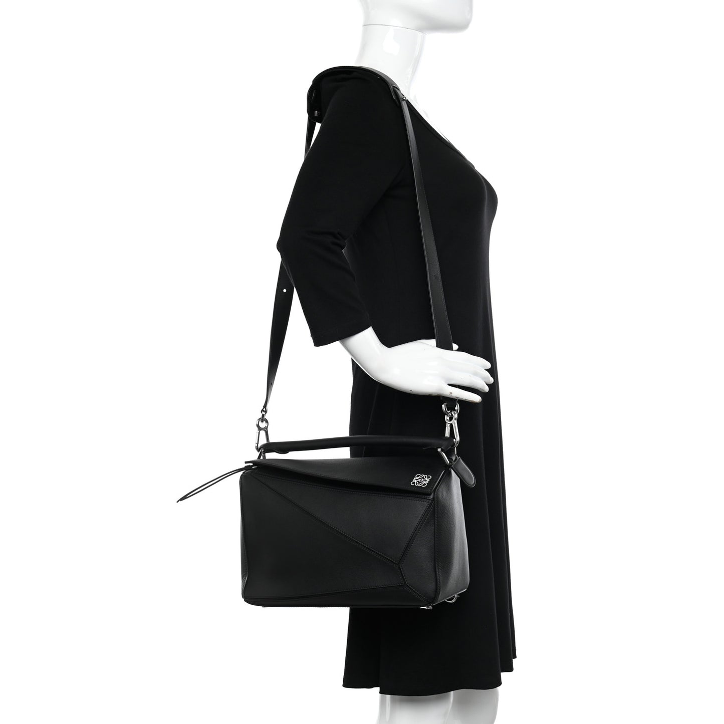 Calfskin Medium Puzzle Bag Black
