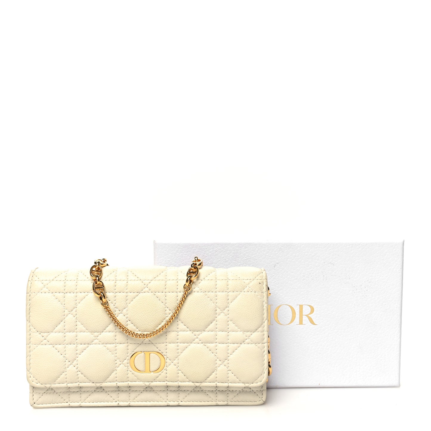 Supple Calfskin Caro Pouch with Chain Latte