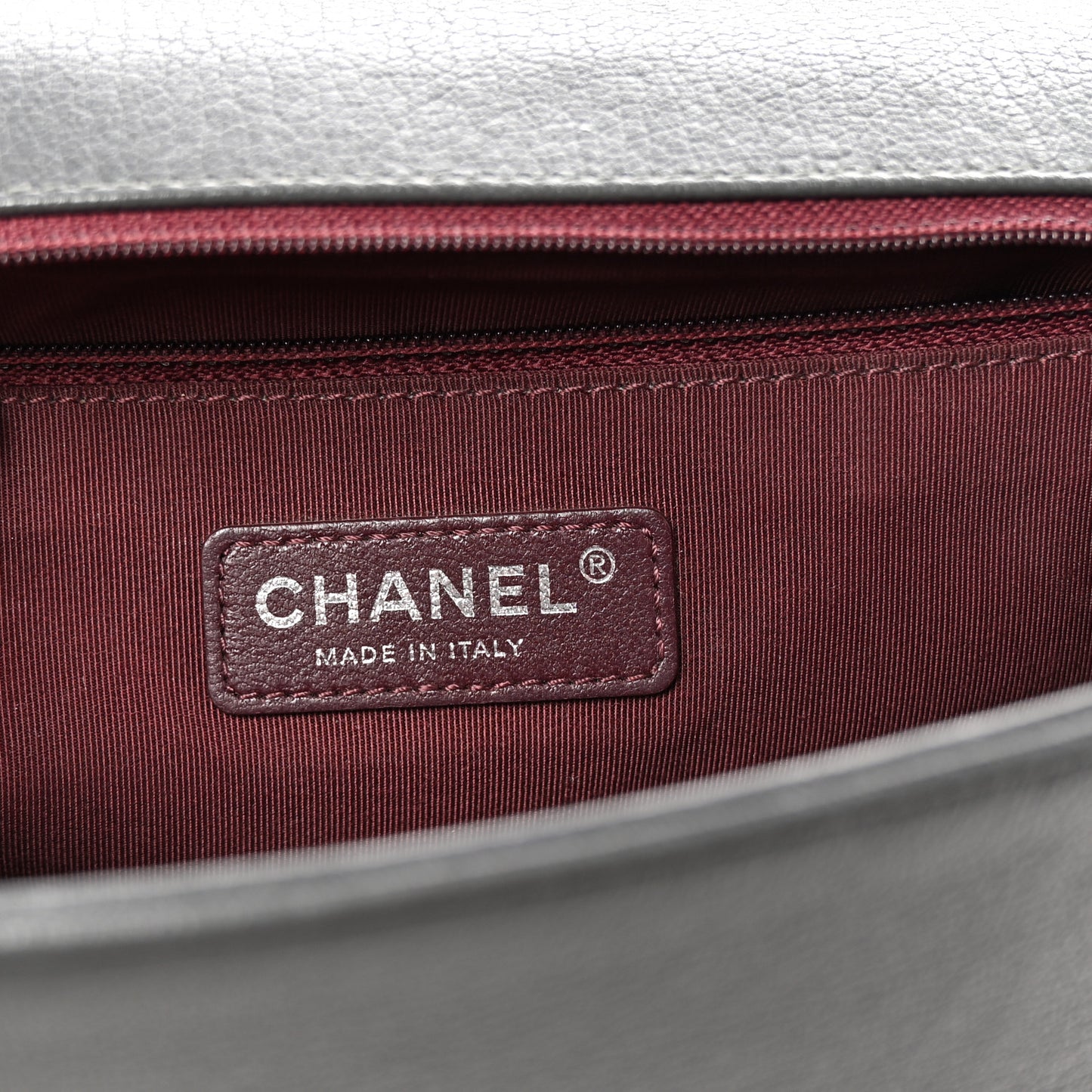 Goatskin Patent Quilted New Medium Boy Flap Grey