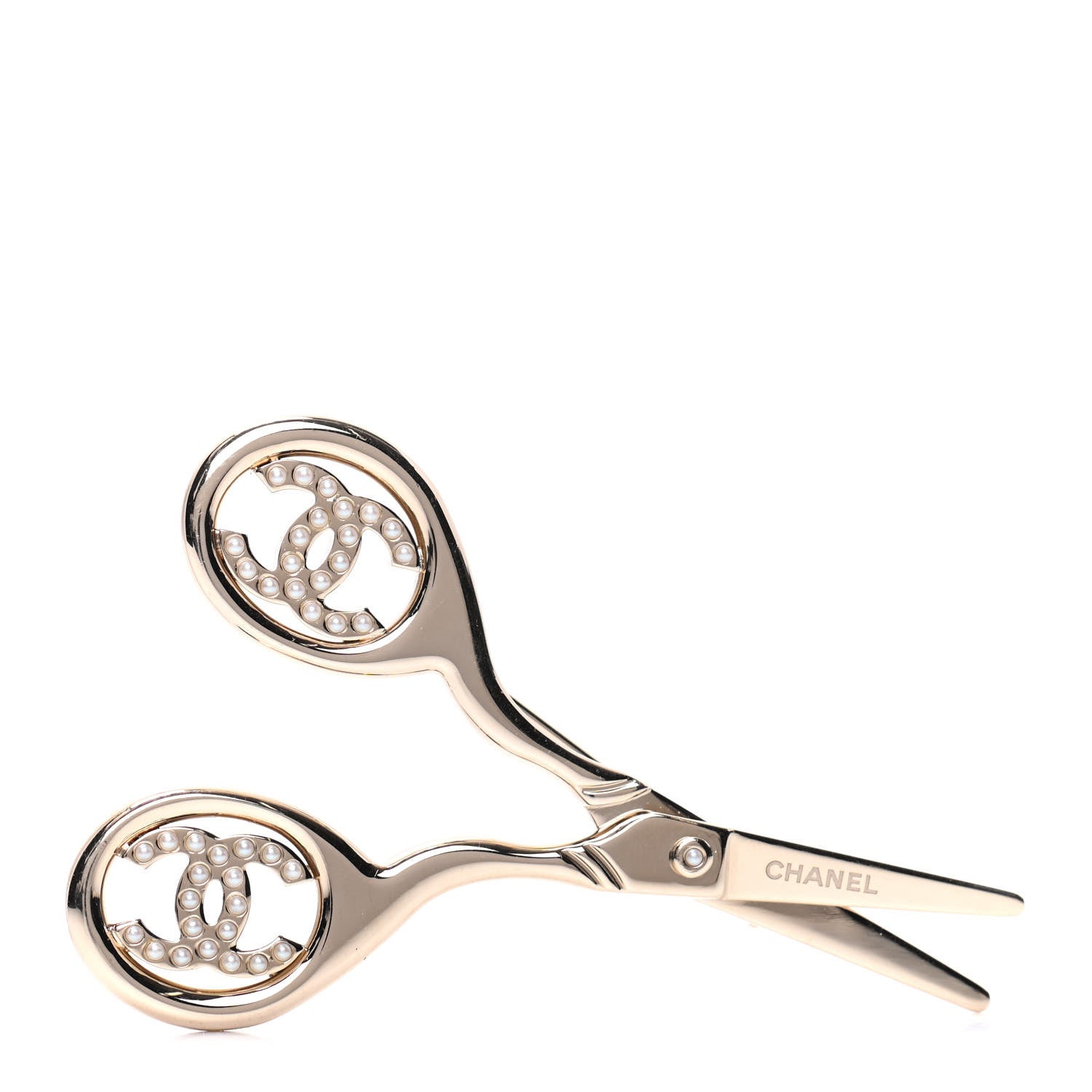 Chanel Metal Pearl CC Scissors Brooch Gold 738470 – FASHIONPHILE