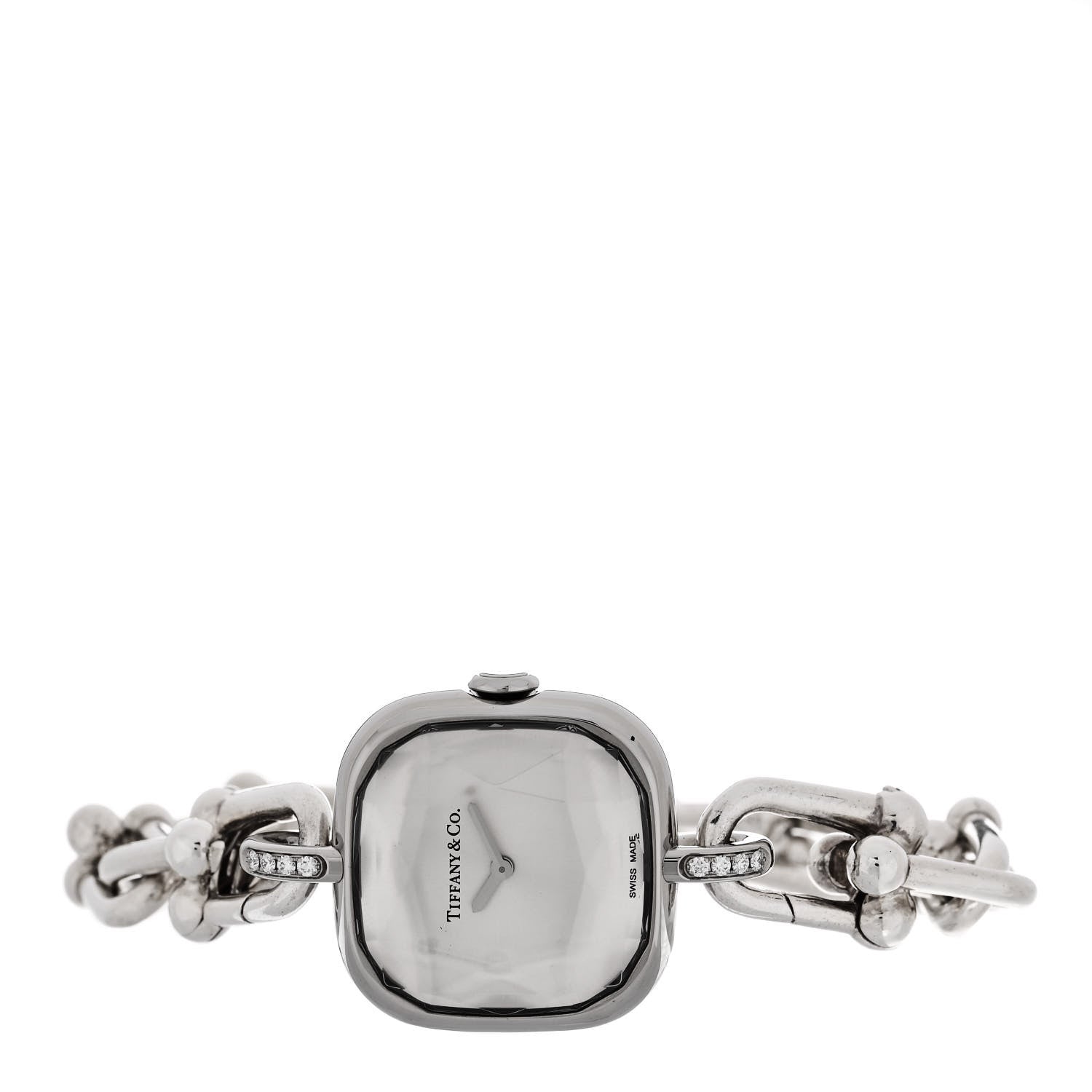 Tiffany Sterling Silver Diamond 24mm HardWear Quartz Watch 2 of 6