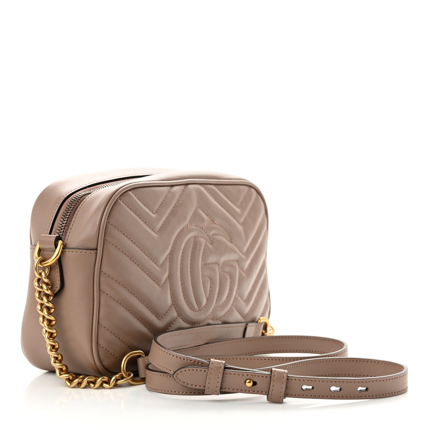 Calfskin Matelasse Small GG Marmont Chain Shoulder Bag Porcelain Rose