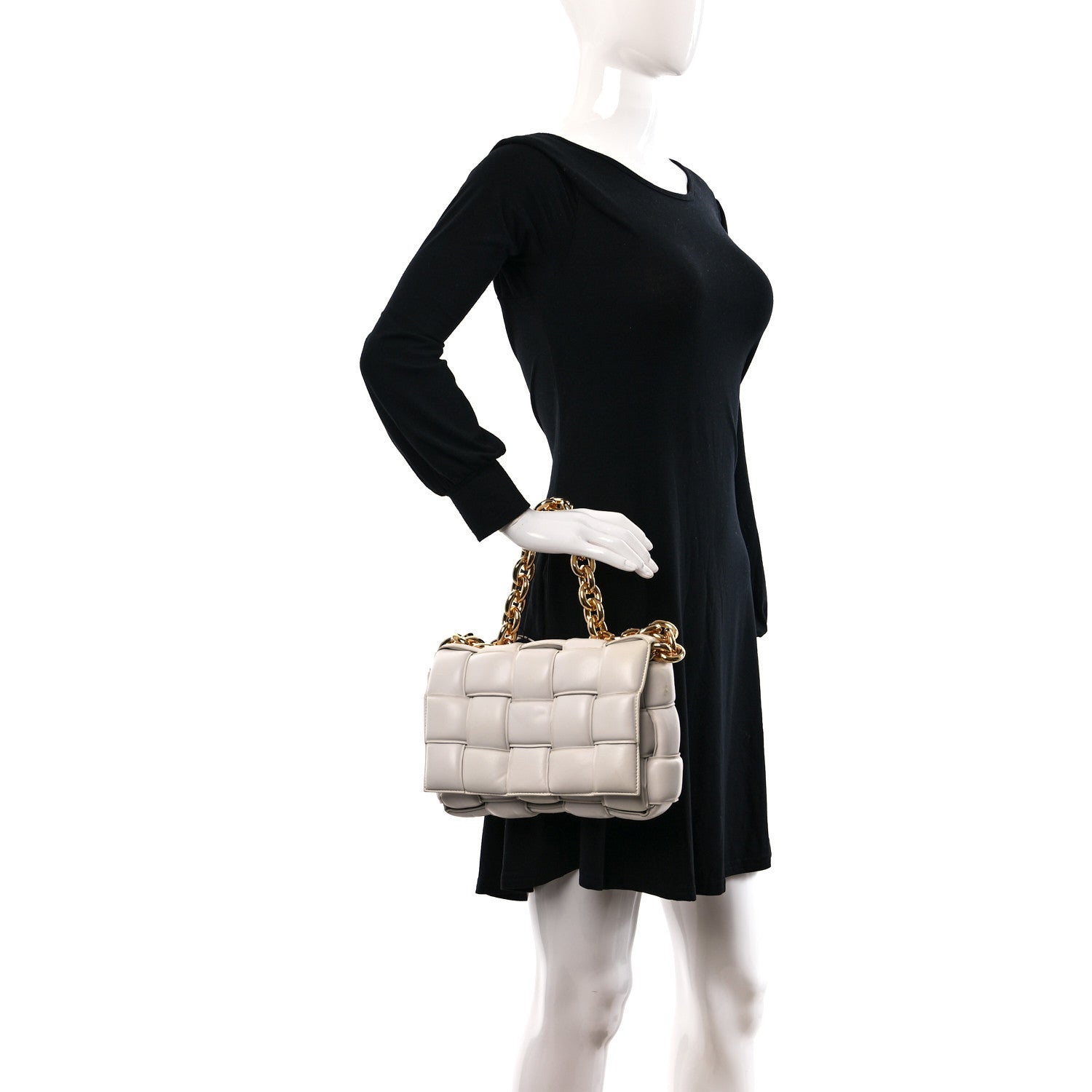 Bottega Veneta Lambskin Maxi Intreccio Padded Chain Cassette Crossbody Bag White 2 of 15