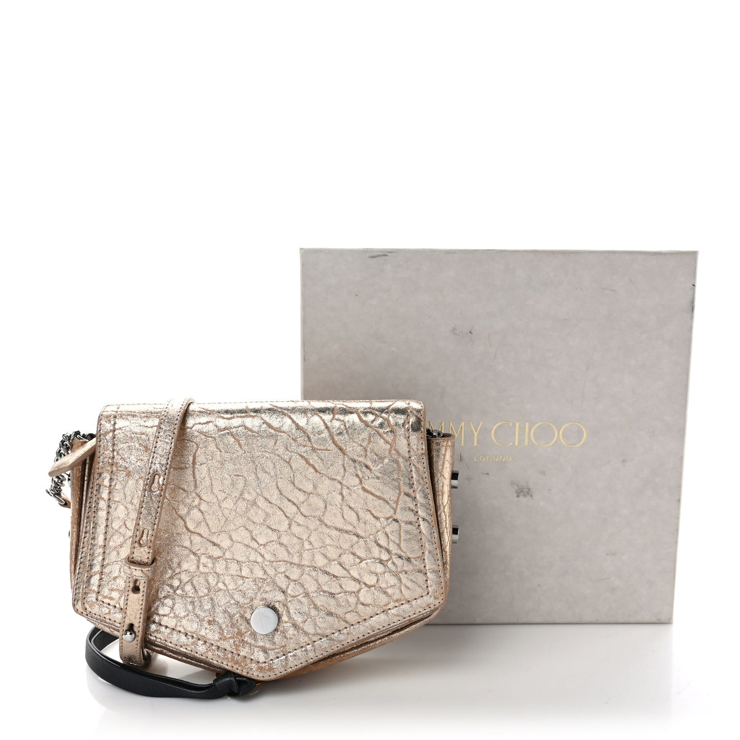 Metallic Grained Calfskin Arrow Crossbody Bag Light Gold