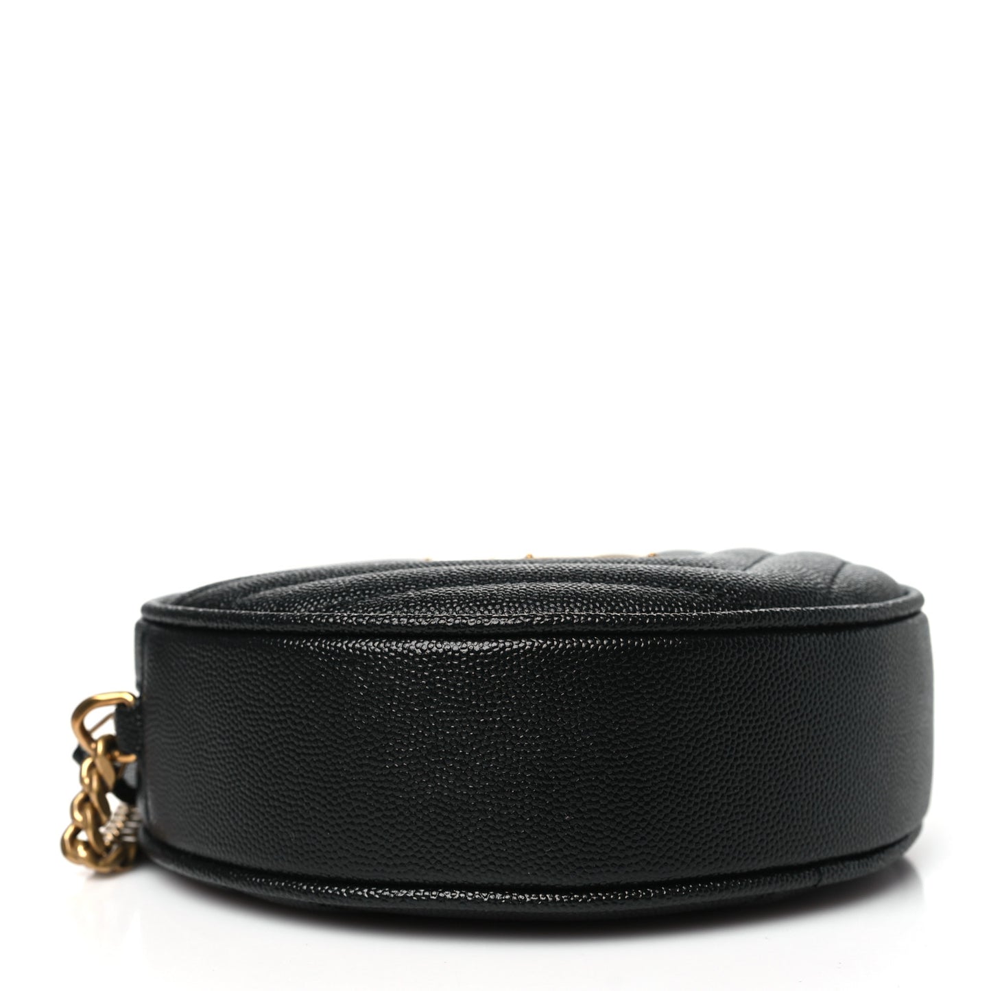 Grain De Poudre Matelasse Chevron Quilted Round Vinyle Camera Bag Black