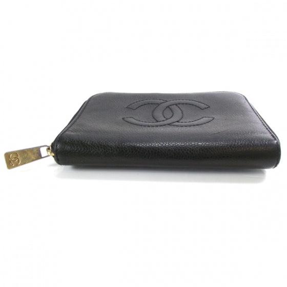 Caviar Zip Around Wallet Black