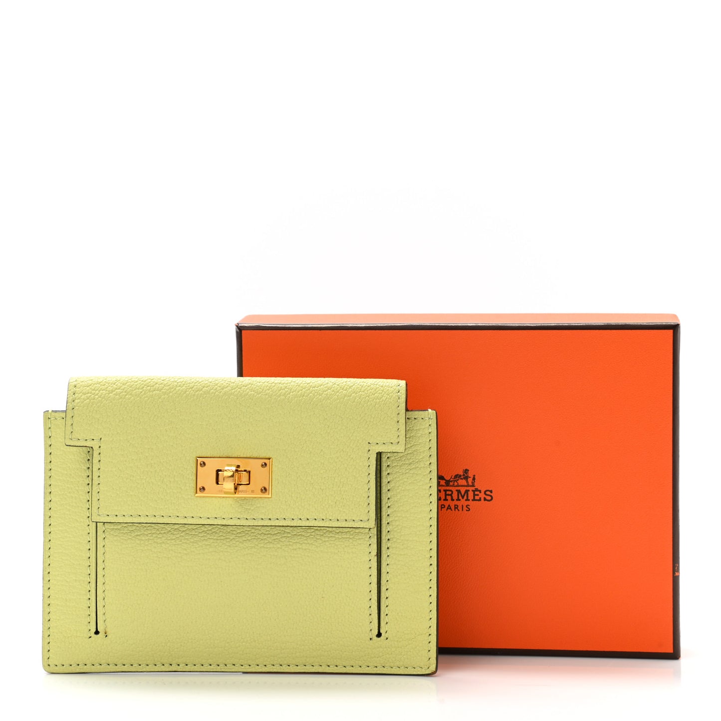 Chevre Mysore Kelly Pocket Compact Wallet Jaune Bourgeon
