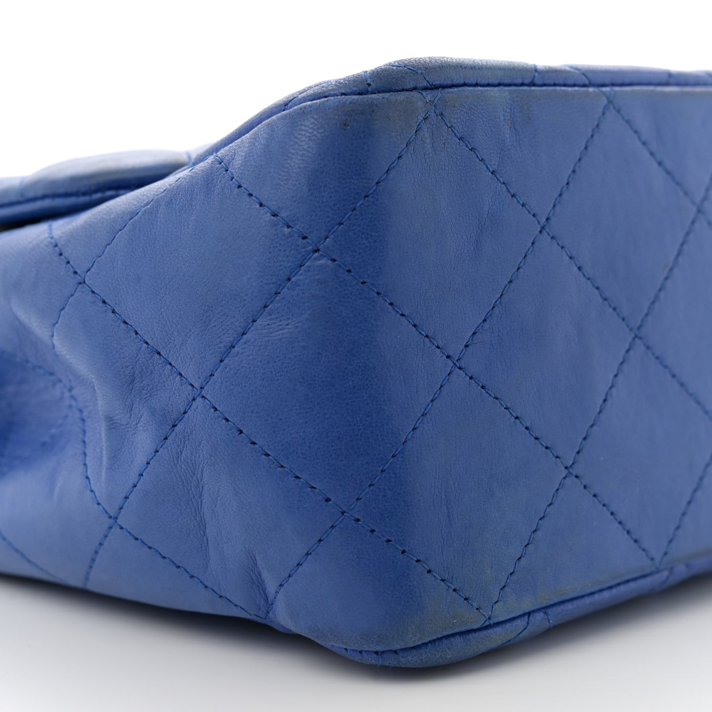 Lambskin Quilted Jumbo Single Flap Blue