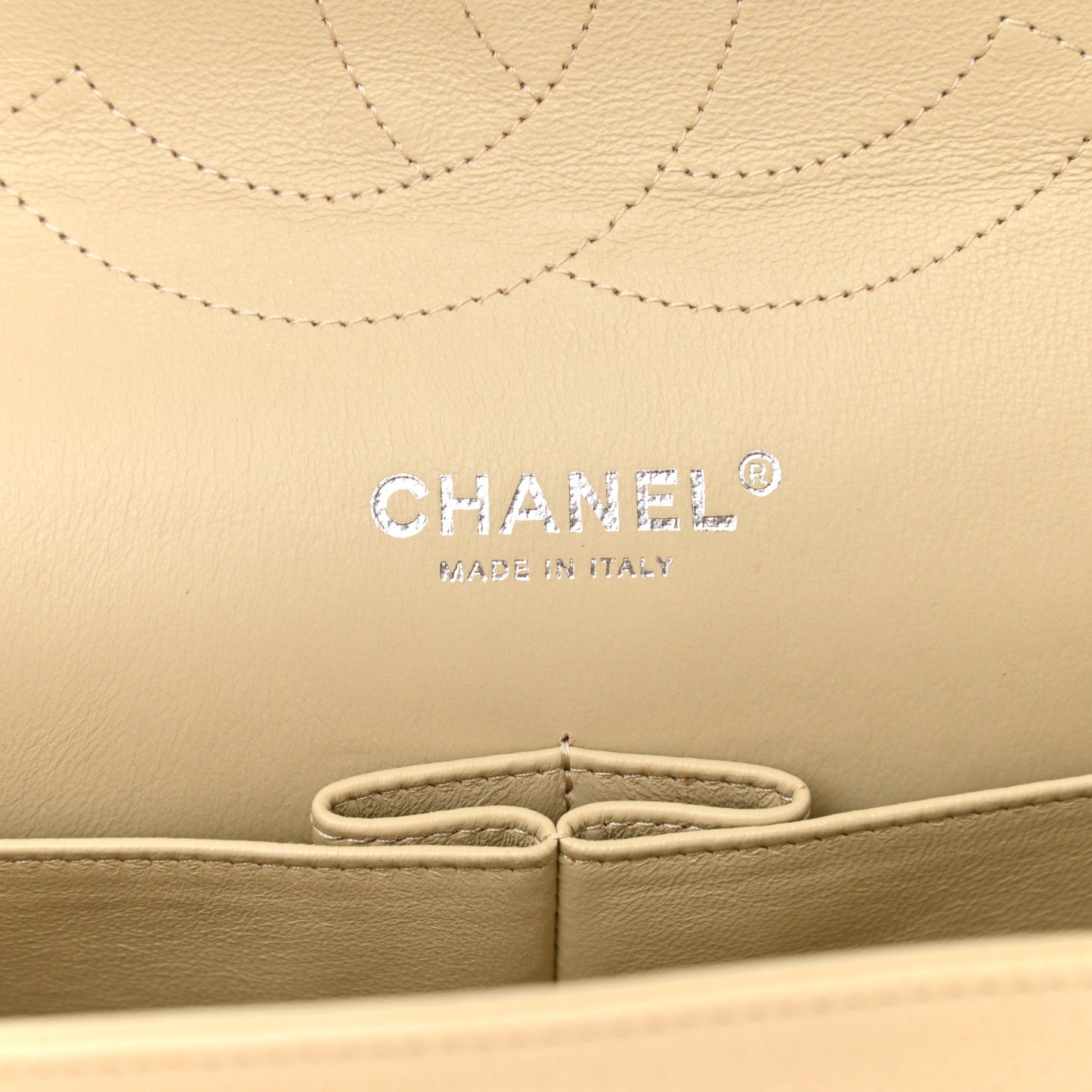 Caviar Quilted Jumbo Double Flap Light Beige