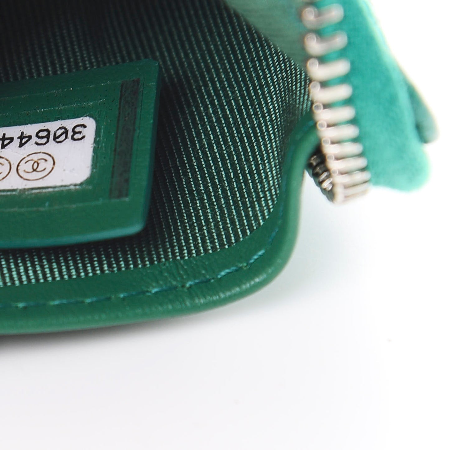 Caviar Quilted Zipped Key Holder Case Green