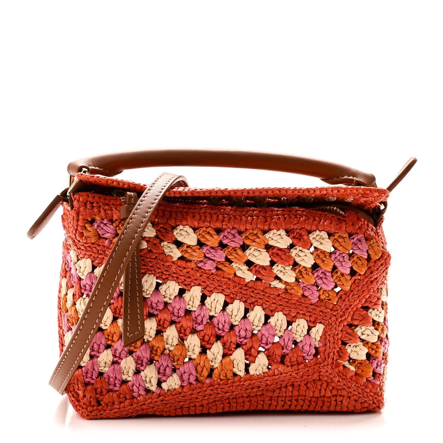 Loewe Raffia Crochet Calfskin Paula's Ibiza Mini Puzzle Edge Bag