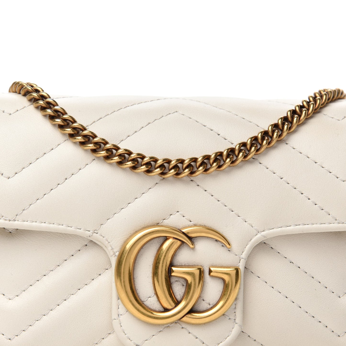 Calfskin Matelasse Super Mini GG Marmont Shoulder Bag White