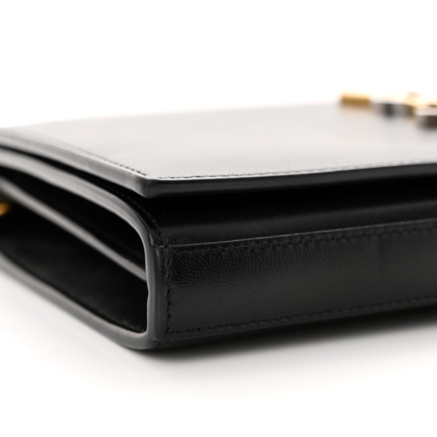 Smooth Calfskin Tri-Metal Cassandre Wallet On Chain WOC Black