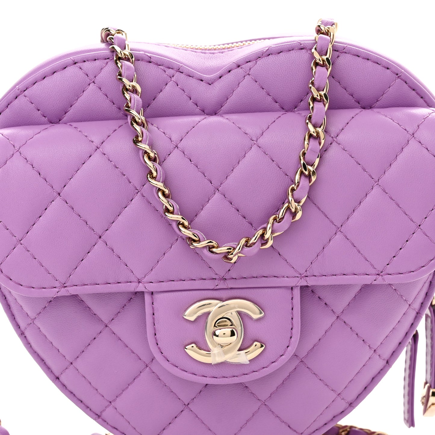 Lambskin Quilted CC In Love Heart Bag Purple