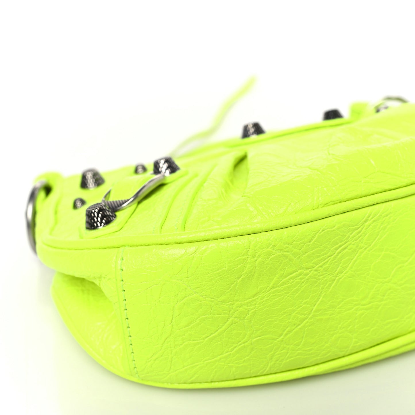 Agneau Arena Le Cagole Chain Shoulder Bag XS Fluo Yellow
